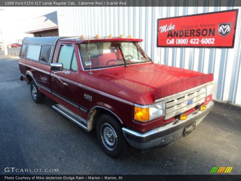 Cabernet Red / Scarlet Red 1988 Ford F150 XLT Lariat Regular Cab