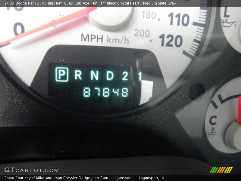 Brilliant Black Crystal Pearl / Medium Slate Gray 2008 Dodge Ram 2500 Big Horn Quad Cab 4x4