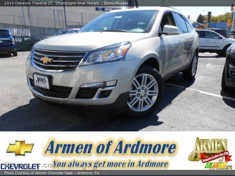 Champagne Silver Metallic / Ebony/Mojave 2014 Chevrolet Traverse LT
