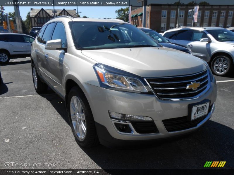 Champagne Silver Metallic / Ebony/Mojave 2014 Chevrolet Traverse LT