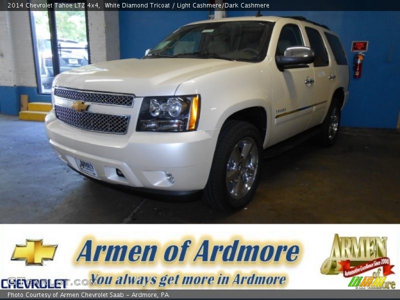 White Diamond Tricoat / Light Cashmere/Dark Cashmere 2014 Chevrolet Tahoe LTZ 4x4