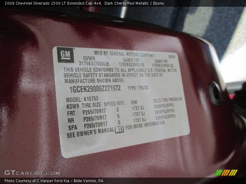 Dark Cherry Red Metallic / Ebony 2009 Chevrolet Silverado 1500 LT Extended Cab 4x4