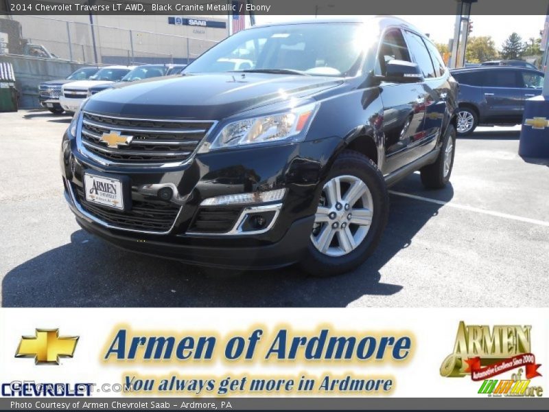 Black Granite Metallic / Ebony 2014 Chevrolet Traverse LT AWD