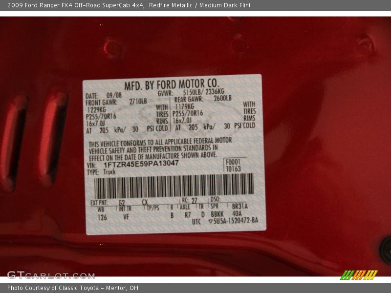 Redfire Metallic / Medium Dark Flint 2009 Ford Ranger FX4 Off-Road SuperCab 4x4