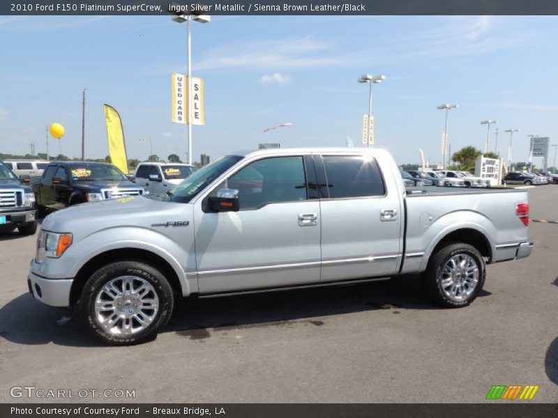 Ingot Silver Metallic / Sienna Brown Leather/Black 2010 Ford F150 Platinum SuperCrew