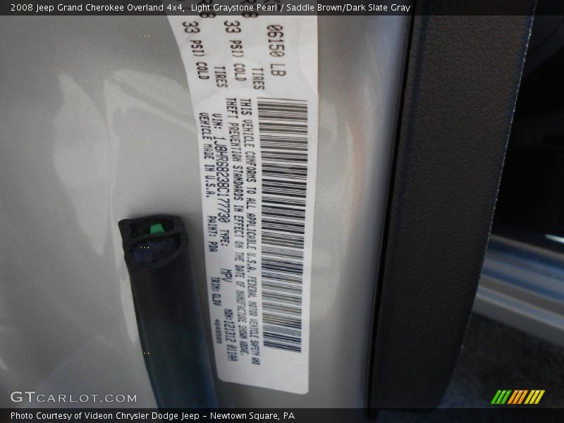 Light Graystone Pearl / Saddle Brown/Dark Slate Gray 2008 Jeep Grand Cherokee Overland 4x4