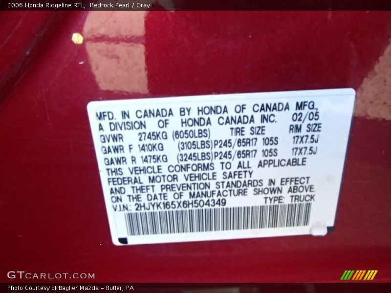 Redrock Pearl / Gray 2006 Honda Ridgeline RTL
