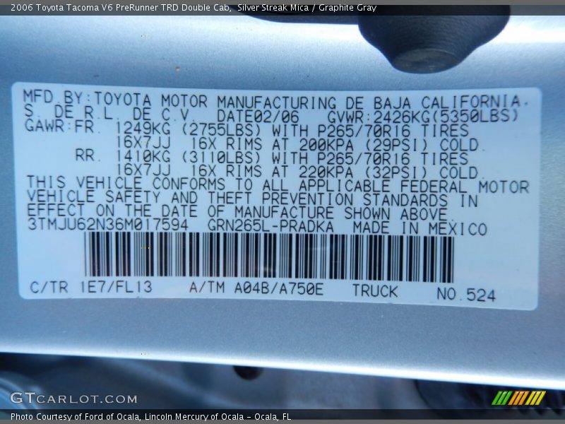 Silver Streak Mica / Graphite Gray 2006 Toyota Tacoma V6 PreRunner TRD Double Cab