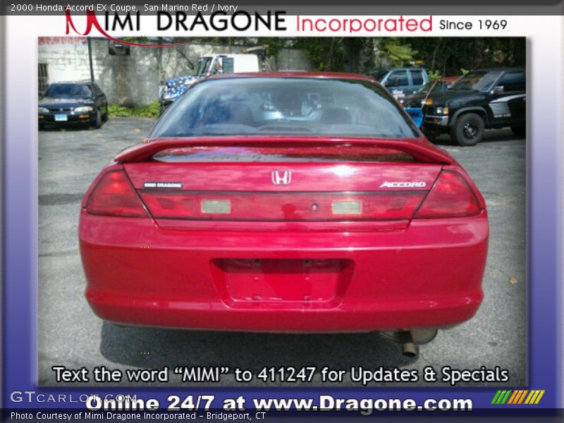 San Marino Red / Ivory 2000 Honda Accord EX Coupe