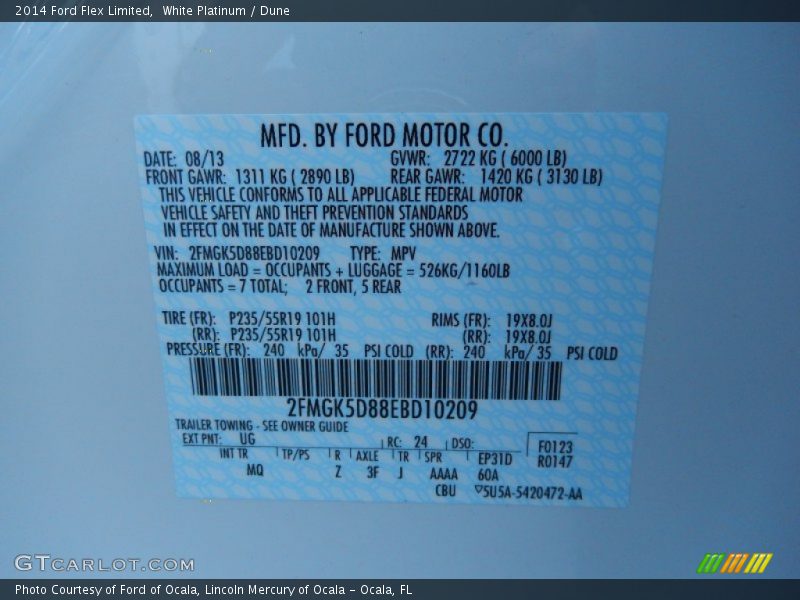 White Platinum / Dune 2014 Ford Flex Limited