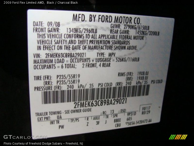 Black / Charcoal Black 2009 Ford Flex Limited AWD