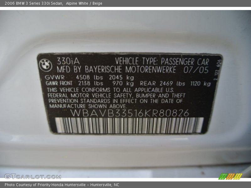 Alpine White / Beige 2006 BMW 3 Series 330i Sedan