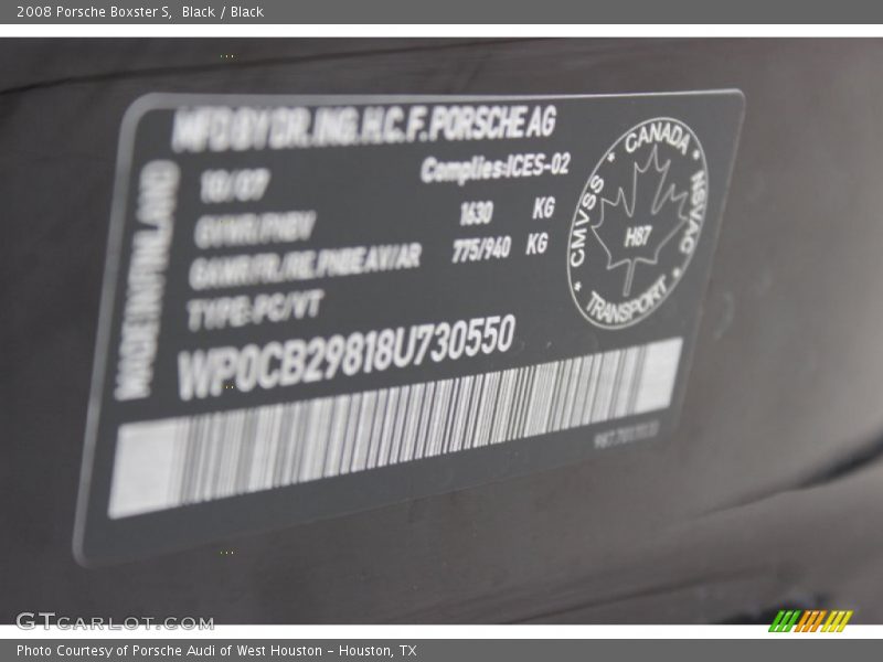 Black / Black 2008 Porsche Boxster S