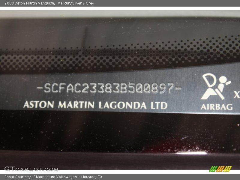 Mercury Silver / Grey 2003 Aston Martin Vanquish