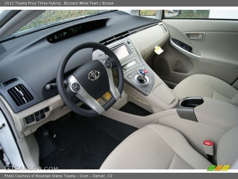 Blizzard White Pearl / Bisque 2013 Toyota Prius Three Hybrid