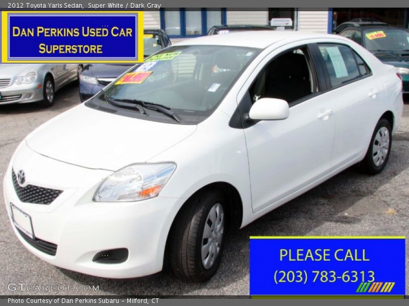 Super White / Dark Gray 2012 Toyota Yaris Sedan