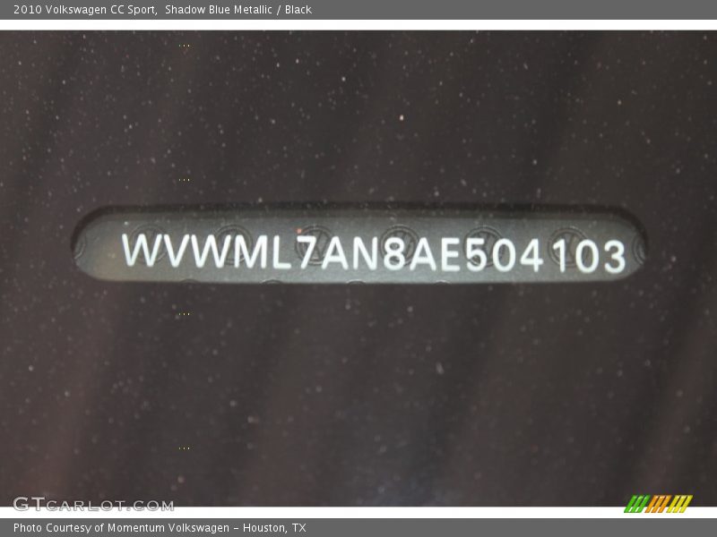 Shadow Blue Metallic / Black 2010 Volkswagen CC Sport