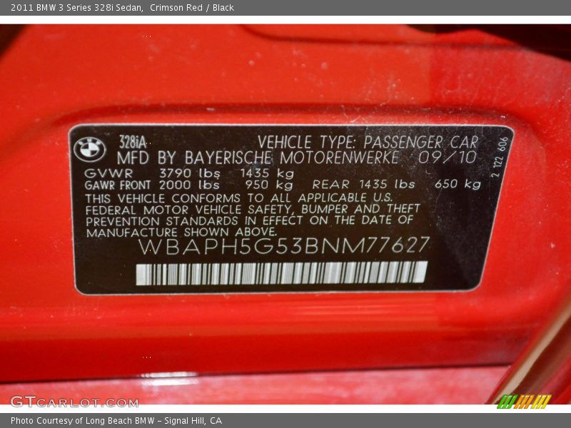 Crimson Red / Black 2011 BMW 3 Series 328i Sedan