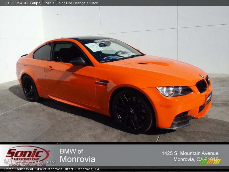 Special Color Fire Orange / Black 2012 BMW M3 Coupe