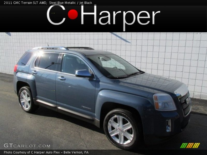 Steel Blue Metallic / Jet Black 2011 GMC Terrain SLT AWD