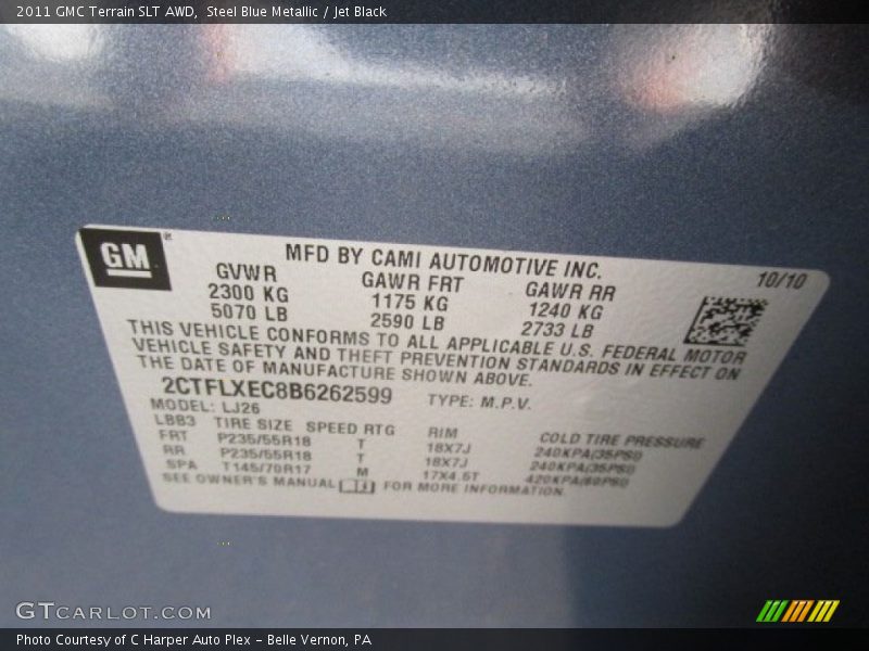 Steel Blue Metallic / Jet Black 2011 GMC Terrain SLT AWD