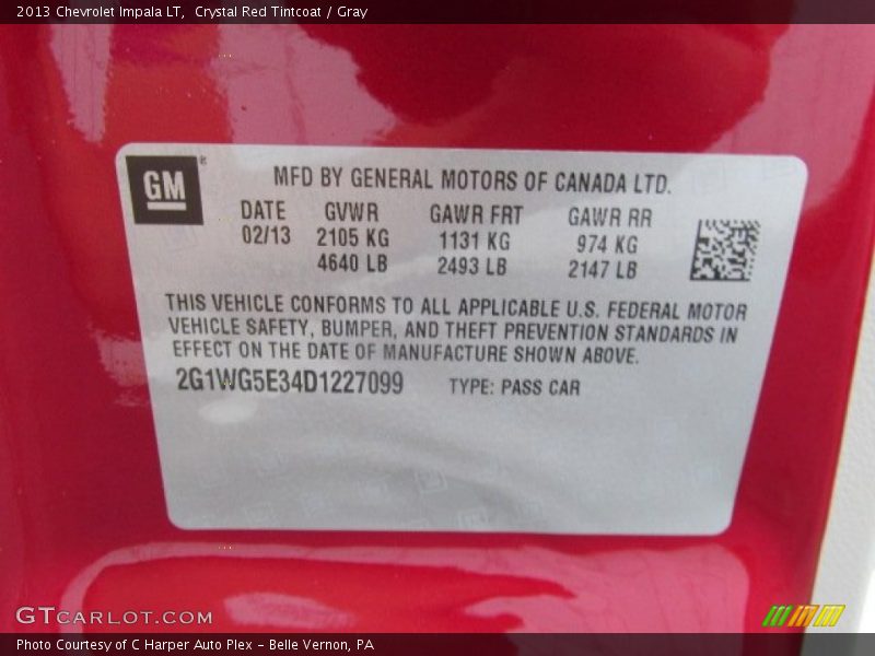 Crystal Red Tintcoat / Gray 2013 Chevrolet Impala LT