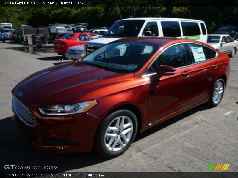 Sunset / Charcoal Black 2014 Ford Fusion SE