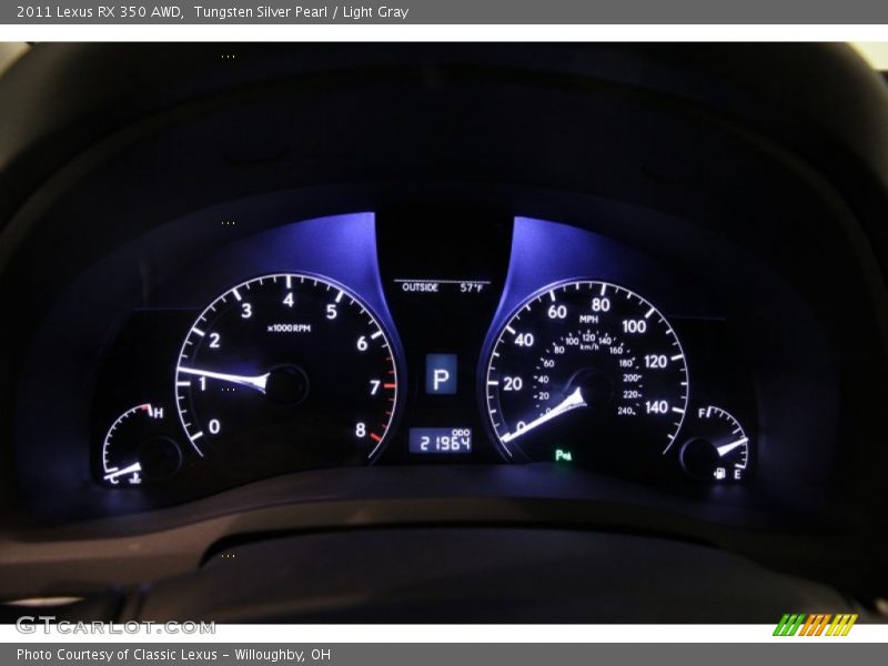 Tungsten Silver Pearl / Light Gray 2011 Lexus RX 350 AWD