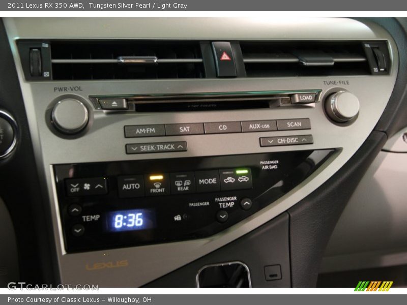 Tungsten Silver Pearl / Light Gray 2011 Lexus RX 350 AWD