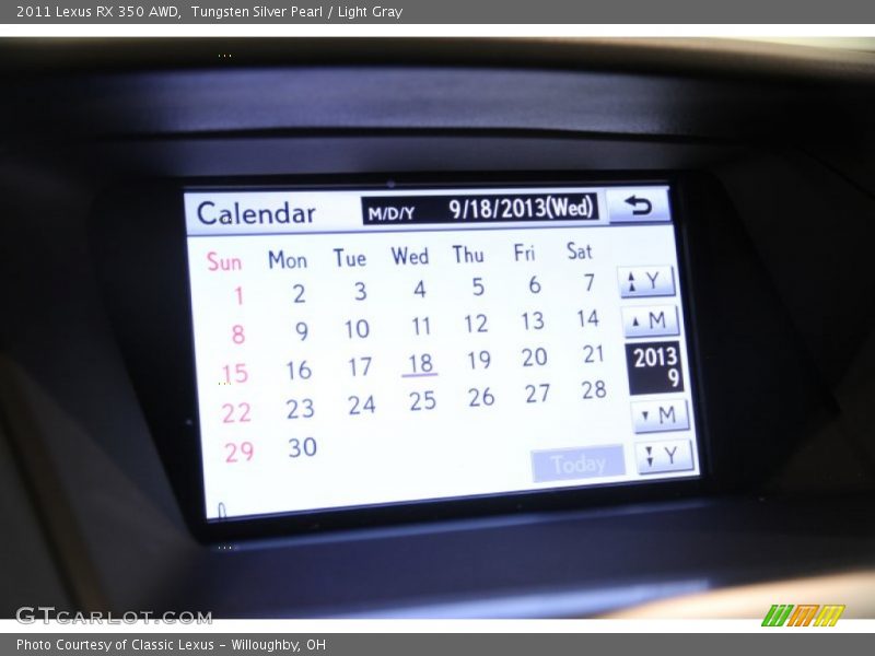Tungsten Silver Pearl / Light Gray 2011 Lexus RX 350 AWD