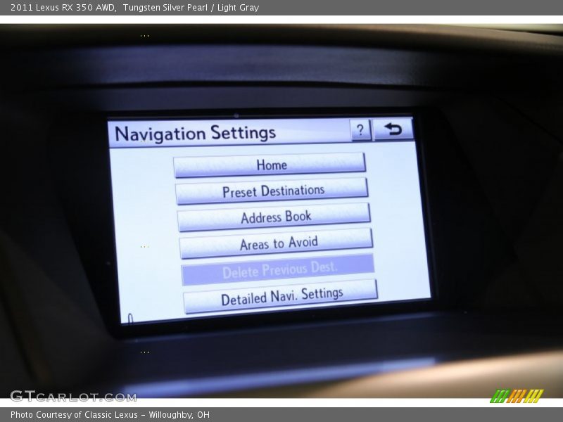 Tungsten Silver Pearl / Light Gray 2011 Lexus RX 350 AWD