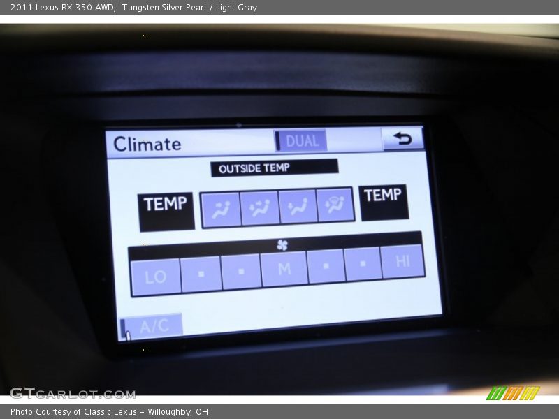 Tungsten Silver Pearl / Light Gray 2011 Lexus RX 350 AWD