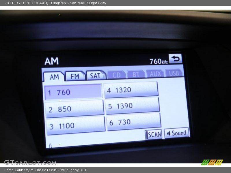 Tungsten Silver Pearl / Light Gray 2011 Lexus RX 350 AWD