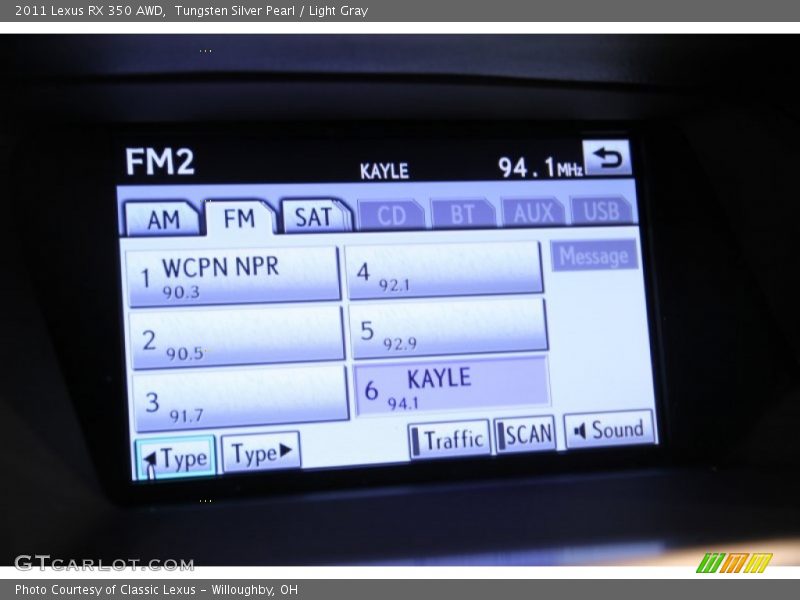 Tungsten Silver Pearl / Light Gray 2011 Lexus RX 350 AWD