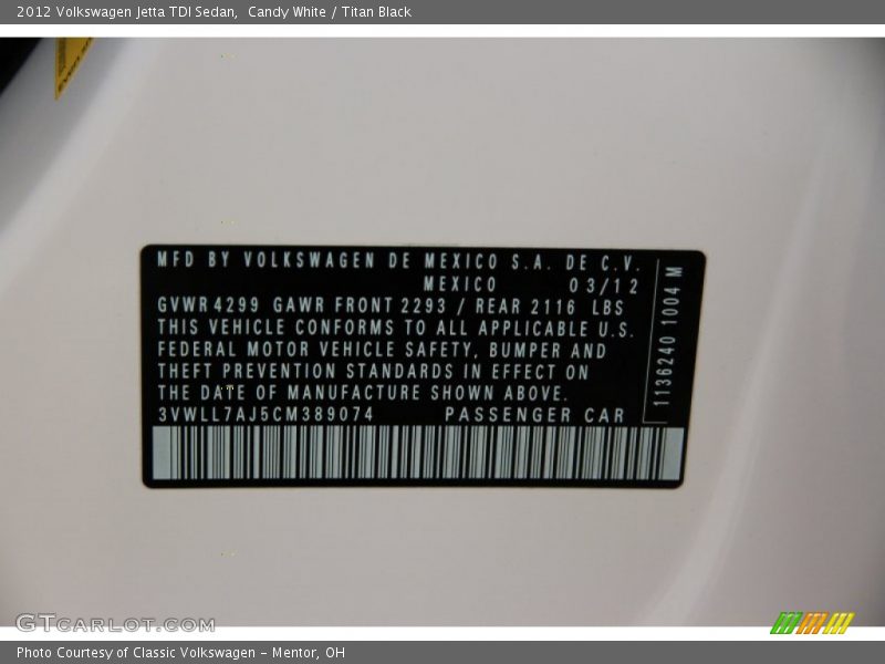 Candy White / Titan Black 2012 Volkswagen Jetta TDI Sedan