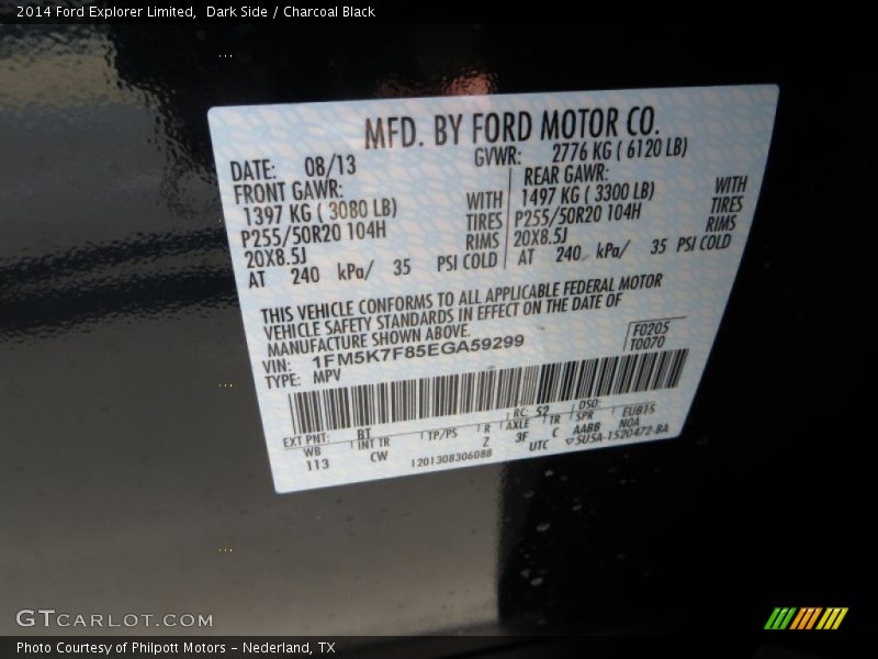 2014 Explorer Limited Dark Side Color Code BT