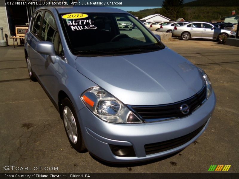 Arctic Blue Metallic / Charcoal 2012 Nissan Versa 1.8 S Hatchback