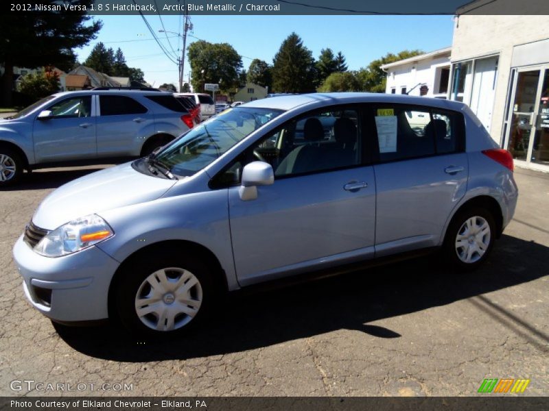Arctic Blue Metallic / Charcoal 2012 Nissan Versa 1.8 S Hatchback