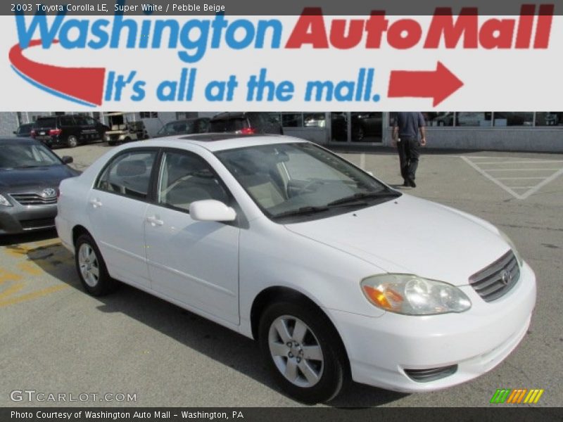 Super White / Pebble Beige 2003 Toyota Corolla LE