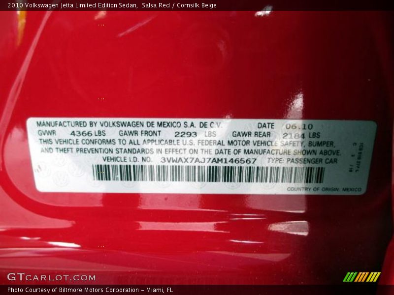 Salsa Red / Cornsilk Beige 2010 Volkswagen Jetta Limited Edition Sedan