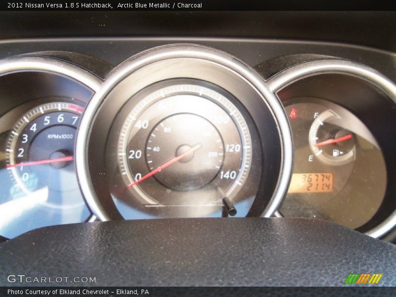 Arctic Blue Metallic / Charcoal 2012 Nissan Versa 1.8 S Hatchback