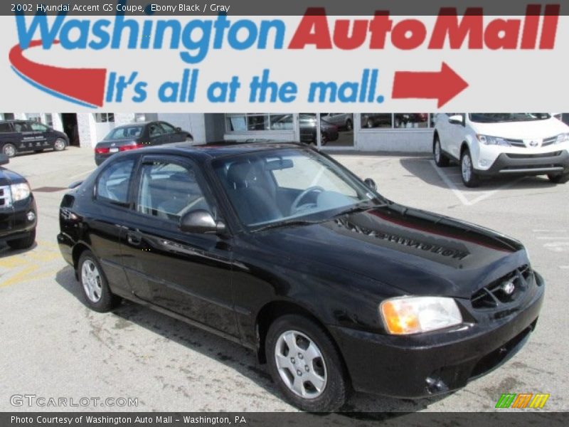 Ebony Black / Gray 2002 Hyundai Accent GS Coupe