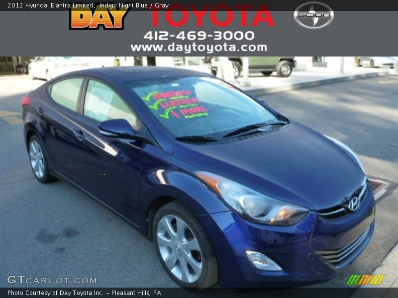 Indigo Night Blue / Gray 2012 Hyundai Elantra Limited