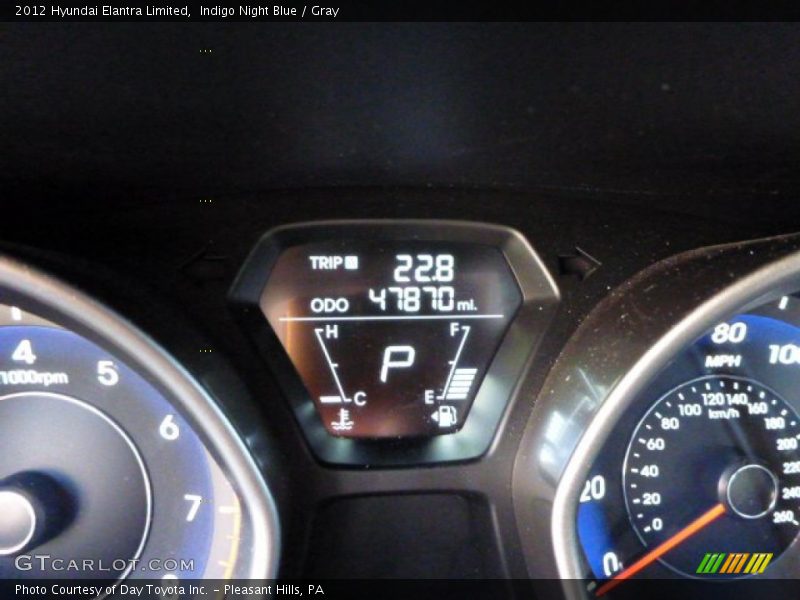 Indigo Night Blue / Gray 2012 Hyundai Elantra Limited