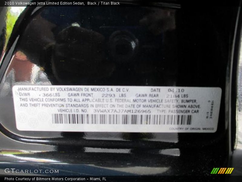 Black / Titan Black 2010 Volkswagen Jetta Limited Edition Sedan
