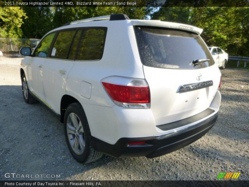 Blizzard White Pearl / Sand Beige 2013 Toyota Highlander Limited 4WD