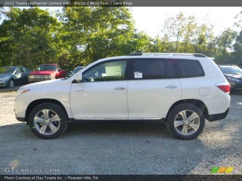 Blizzard White Pearl / Sand Beige 2013 Toyota Highlander Limited 4WD