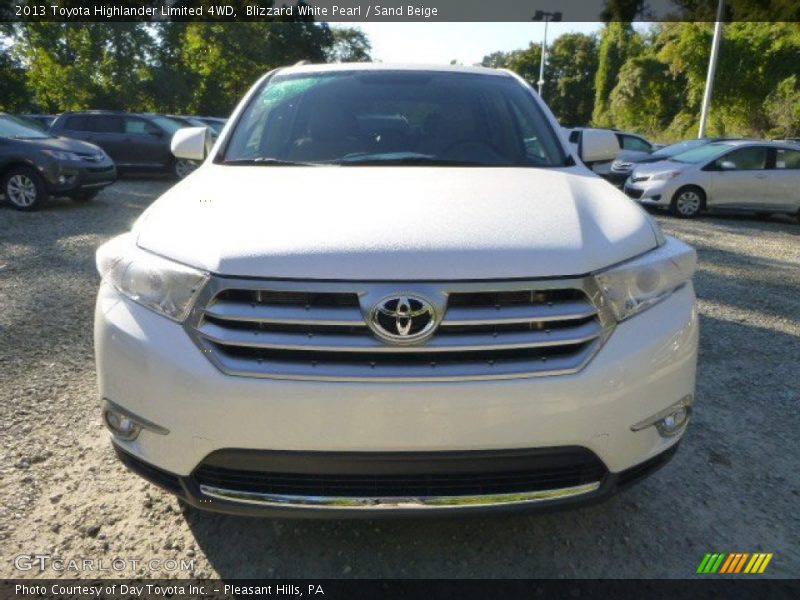 Blizzard White Pearl / Sand Beige 2013 Toyota Highlander Limited 4WD