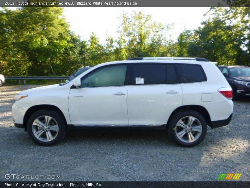 Blizzard White Pearl / Sand Beige 2013 Toyota Highlander Limited 4WD