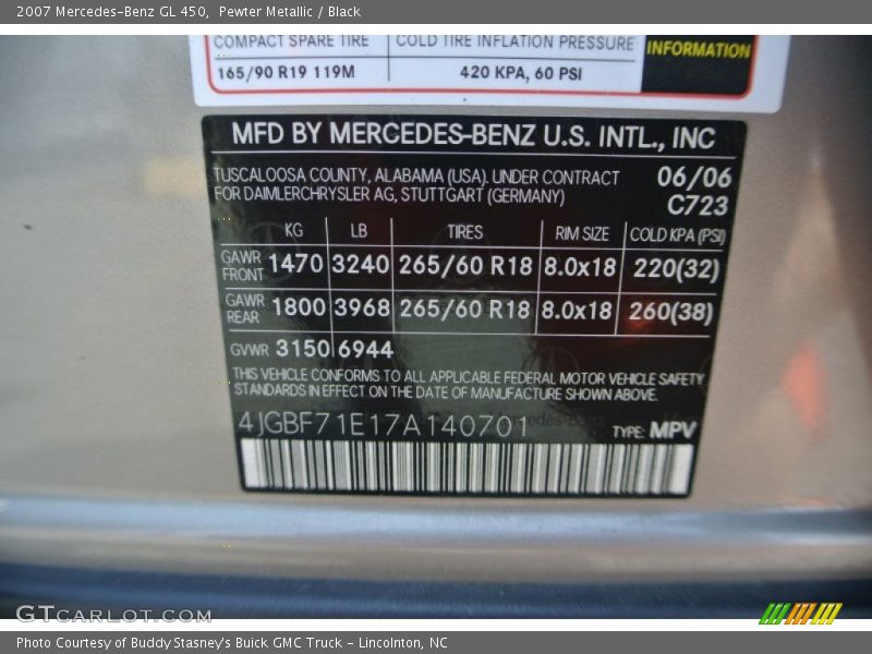 Pewter Metallic / Black 2007 Mercedes-Benz GL 450